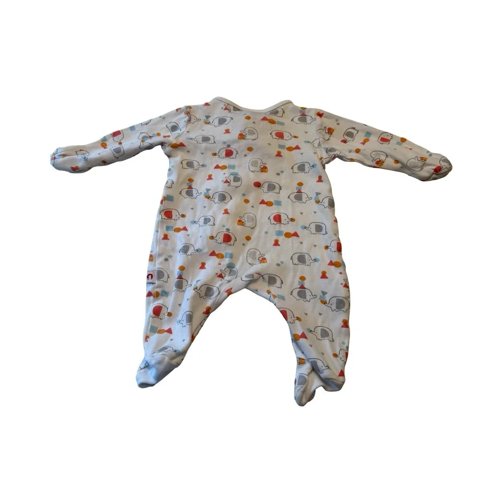 Magnetic Me E=mc2 Newborn Elephant Magnetic Footie Sleeper White Cotton NB